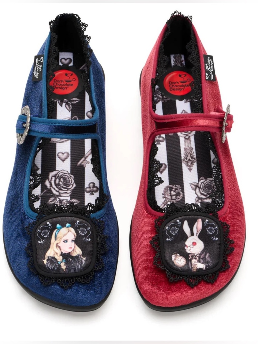 RARE Hot Dark chocolate Design Mary Jane Flats Alice In Wonderland Lolita Goth 8